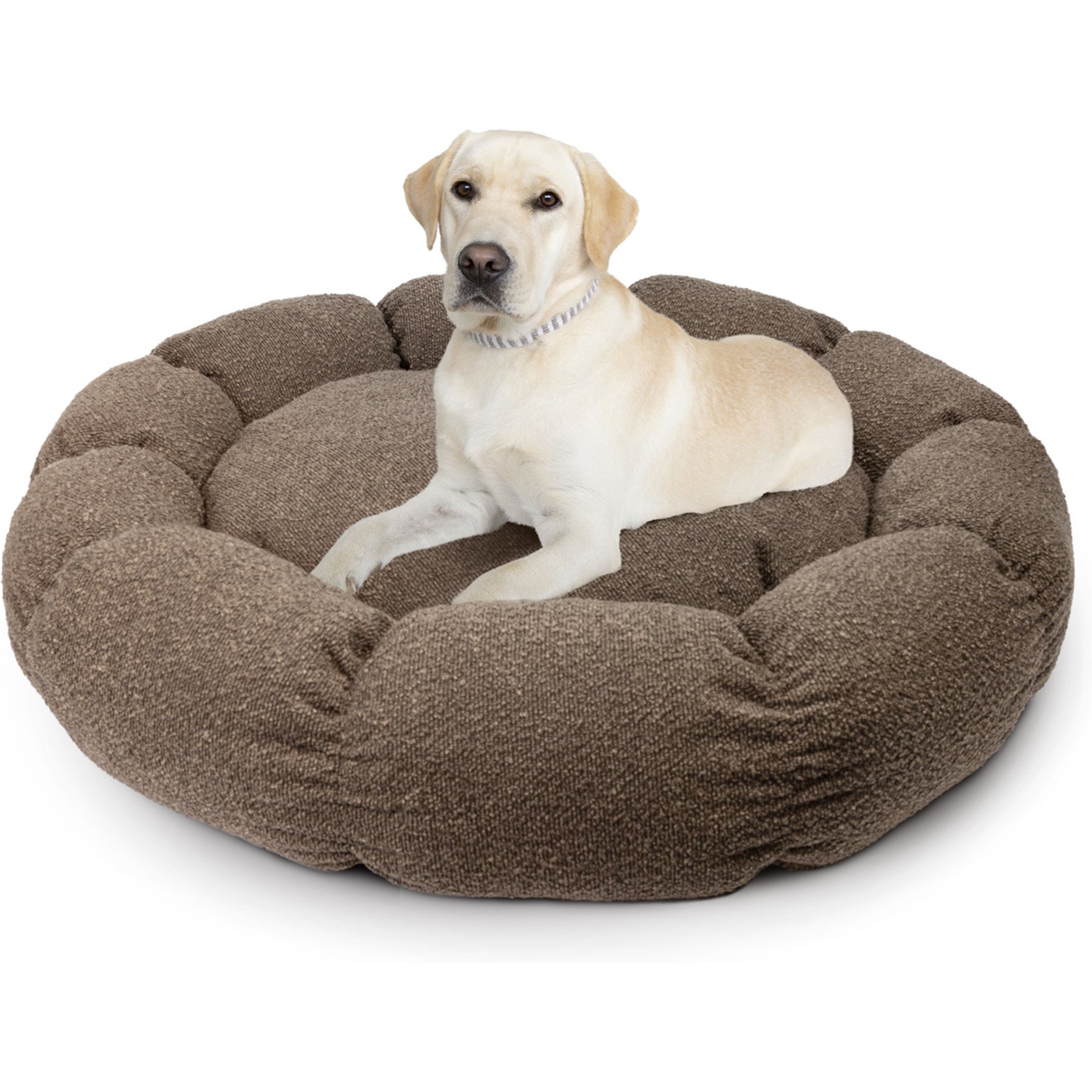 Sherry Kline Pet Collection Boucle Round Donut Dog Bed, Brown, 45 x 45 x 5-in