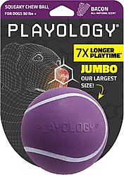 Playology Bacon Scented Squeaky Chew Ball Dog Toy, Jumbo