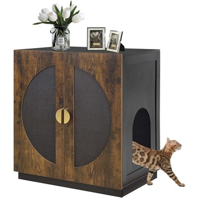 Unipaws Unipaws High Type Cat Litter Box Enclosure, Rustic