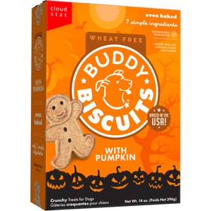 Buddy Biscuits Crunchy Wheat-Free Pumpkin Flavored Halloween Dog Treats, 14-oz box