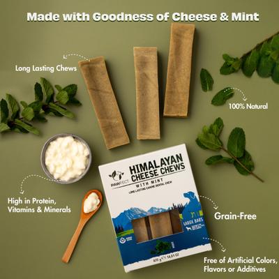 Show full view: Pawfect Himalayan Cheese Chews Medium All Natural High-Protein Grain-Free Mint Dental Dog Treats, 3 count slide 4 of 9