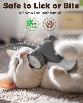 Show full view: Casfuy 2-Speed Erratic Mouse Motion 3-in-1 Interactive Cat Toy with Feathers & Silicone Tail, Grey slide 8 of 9