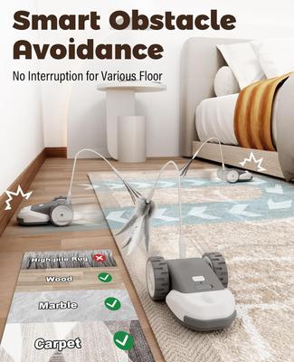 Show full view: Casfuy 2-Speed Erratic Mouse Motion 3-in-1 Interactive Cat Toy with Feathers & Silicone Tail, Grey slide 5 of 9