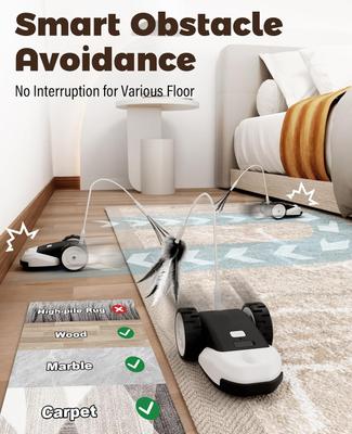 Show full view: Casfuy 2-Speed Erratic Mouse Motion 3-in-1 Interactive Cat Toy with Feathers & Silicone Tail, Black slide 4 of 8