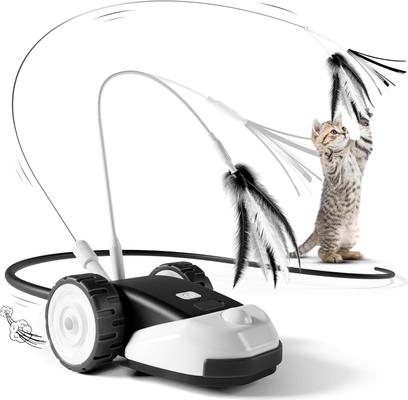 Show full view: Casfuy 2-Speed Erratic Mouse Motion 3-in-1 Interactive Cat Toy with Feathers & Silicone Tail, Black slide 1 of 8