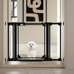 WAOWAO Auto-Close Clear Acrylic Dog Gate for Stairs & Hallways, 29-47-in, Black