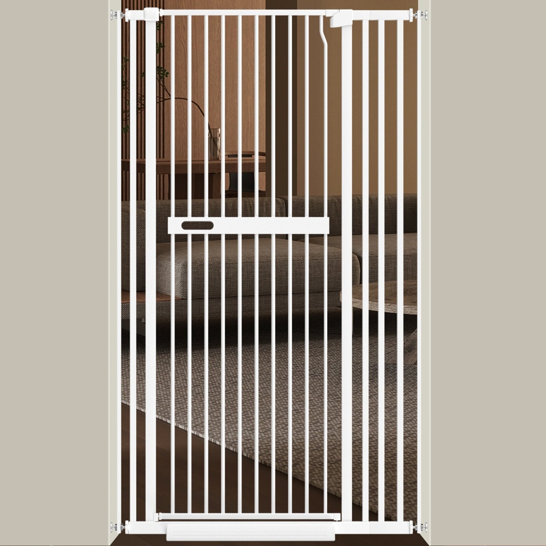 WAOWAO Extra Tall Metal Adjustable Pet Gate, 71-in x 29-38-in, White
