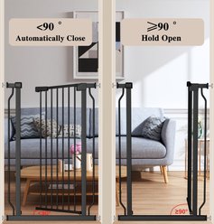 WAOWAO Extra Tall Pressure Mounted Metal Dog Gate 40.55-in x 47-64-in, Black slide 2 of 8