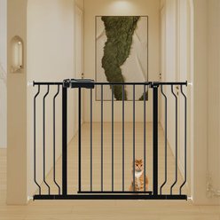WAOWAO Extra Wide Pressure Mounted Walk-Through Metal Dog Gate, 33-43-in, Black
