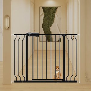 WAOWAO Extra Wide Pressure Mounted Adjustable Metal Pet Dog Gate, 33-43-in, Black