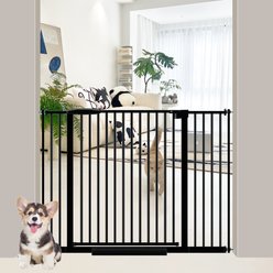 WAOWAO Extra Wide Pressure Mounted Metal Dog Gate, 34-45-in, Black