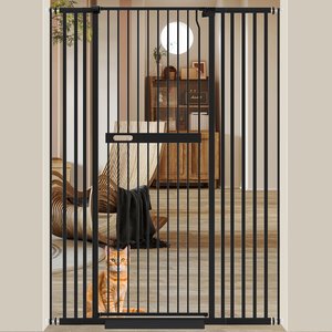 WAOWAO Extra Tall Metal Adjustable Pet Gate, 71-in x 38-46-in, Black