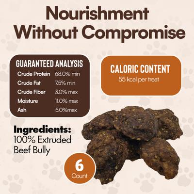 Show full view: The Treat Shack Bully Stick Burger Soft & Chewy Beef Dog Chew Treat, 6 count slide 6 of 9