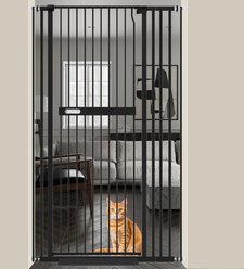WAOWAO Extra Tall Metal Adjustable Pet Gate, 71-in x 29-38-in, Black