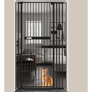 WAOWAO Extra Tall Metal Adjustable Pet Gate, 71-in x 29-38-in, Black