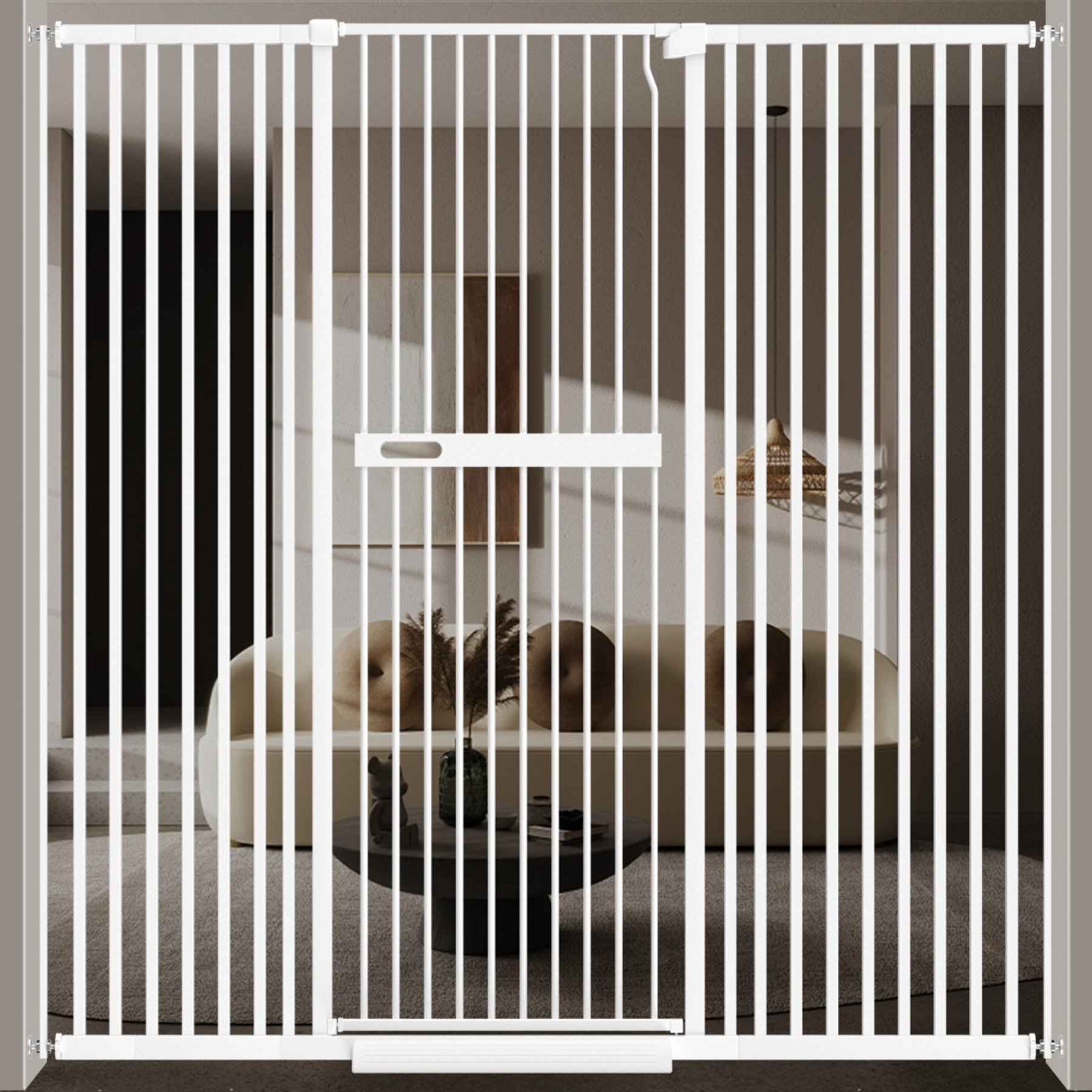 WAOWAO Extra Tall Metal Adjustable Pet Gate, 71-in x 46-61-in, White