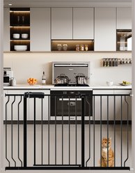 WAOWAO Extra Wide Pressure Mounted Walk-Through Metal Dog Gate, 43-53-in, Black
