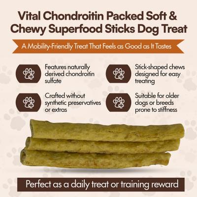 Show full view: The Treat Shack 6-in Vital Chondroitin Packed Soft & Chewy Superfood Sticks Dog Treat, 12 count slide 4 of 9