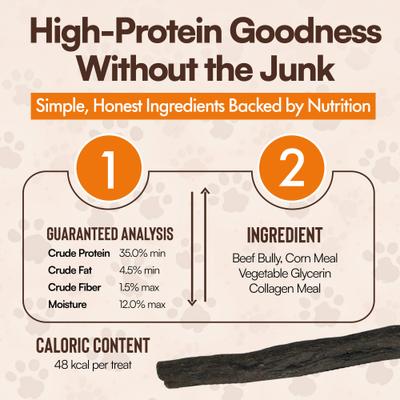 Show full view: The Treat Shack 6-in Bully Crunchy Beef Sticks Dog Treat, 12 count slide 6 of 9