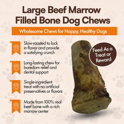 Show full view: The Treat Shack 6-in Beef Marrow Filled Bone Dog Chew Treat, 6 count slide 4 of 10