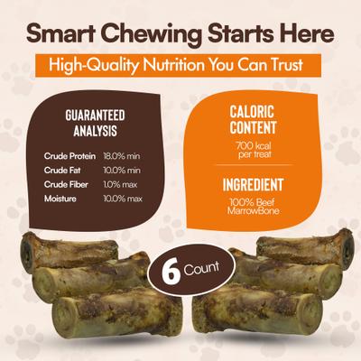 Show full view: The Treat Shack 6-in Beef Marrow Filled Bone Dog Chew Treat, 6 count slide 6 of 10
