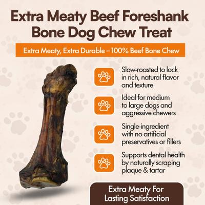 Show full view: The Treat Shack 8-in Extra Meaty Beef Foreshank Bone Dog Chew Treat, 6 count slide 4 of 9