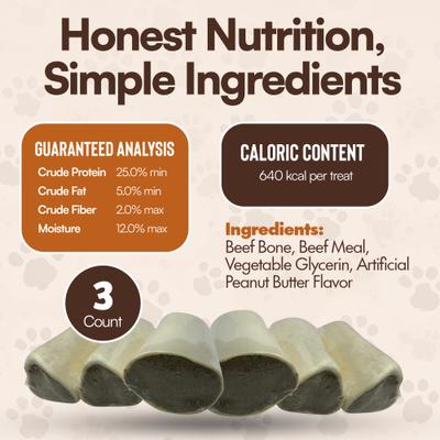 Show full view: The Treat Shack 3-4-in Shin Bone Stuffed with Peanut Butter Dog Chew Treat, 3 count slide 6 of 9