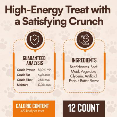 Show full view: The Treat Shack Cow Hooves Stuffed with Peanut Butter Dog Chew Treat, 12 count slide 6 of 9