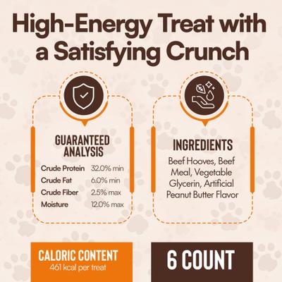 Show full view: The Treat Shack Cow Hooves Stuffed with Peanut Butter Dog Chew Treat, 6 count slide 6 of 9