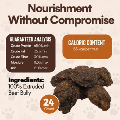 Show full view: The Treat Shack Bully Stick Burger Soft & Chewy Beef Dog Chew Treat, 24 count slide 6 of 9