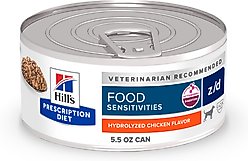 Hill's Prescription Diet z/d Skin & Food Sensitivities Hydrolyzed Chicken Flavor Wet Dog Food, 5.5-oz can, case of 24