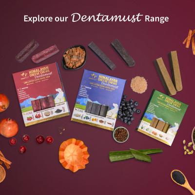 Show full view: Pawfect Dentamust Himalayan Cheese Chew Medium All Natural High-Protein Grain-Free with Cranberry Pomengranate Pumpkin seeds & Activated Charcoal Dental Dog Treat, 2.46-oz slide 7 of 9