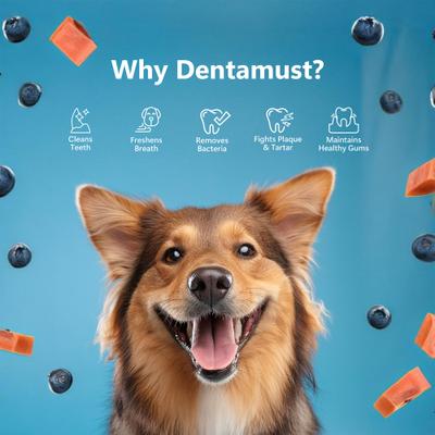 Show full view: Pawfect Dentamust Himalayan Cheese Chews Medium All Natural High-Protein Grain-Free with Blueberry Blue Sipirulina Papaya Clove Extract & Cinnamon Extract Dental Dog Treats, 3 count slide 5 of 9