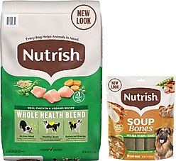Rachael Ray Nutrish Real Chicken & Veggies Recipe Dry Food + Soup Bones Chicken & Veggies Flavor Dog Treats