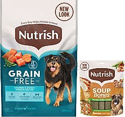 Rachael Ray Nutrish Salmon & Sweet Potato Recipe Dry Food + Soup Bones Chicken & Veggies Flavor Dog Treats
