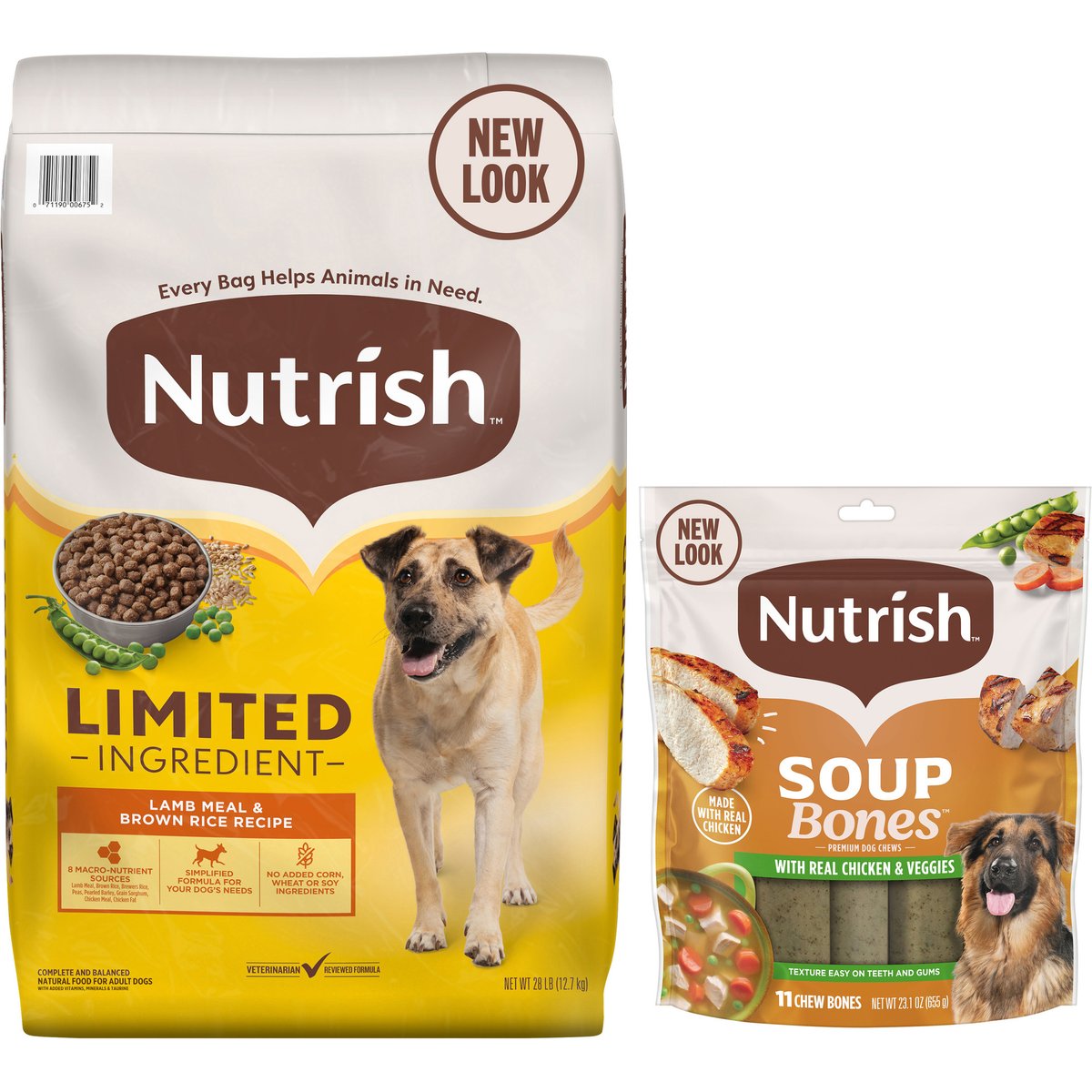 Rachael Ray Nutrish Limited Ingredient Lamb Meal & Brown Rice Recipe Dry Food + Soup Bones Chicken & Veggies Flavor Dog Treats