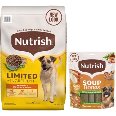Rachael Ray Nutrish Rachael Ray Nutrish Limited Ingredient Lamb Meal & Brown Rice Recipe Dry Food + Soup Bones Chicken & Veggies Flavor Dog Treats