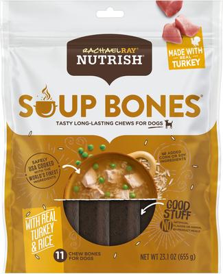 Show full view: Rachael Ray Nutrish Turkey & Rice Flavor Soup Bones + Soup Bones Chicken & Veggies Flavor Dog Treats slide 6 of 9