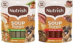 Rachael Ray Nutrish Soup Bones Beef & Barley Flavor + Chicken & Veggies Flavor Dog Treats, 23.1-oz bag