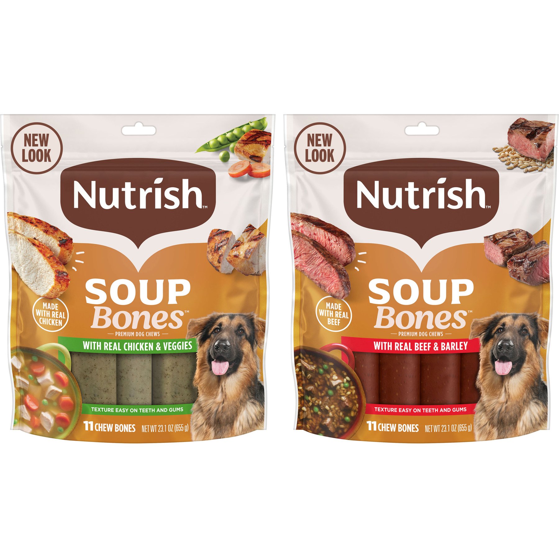 Rachael Ray Nutrish Soup Bones Beef & Barley Flavor + Chicken & Veggies Flavor Dog Treats, 23.1-oz bag