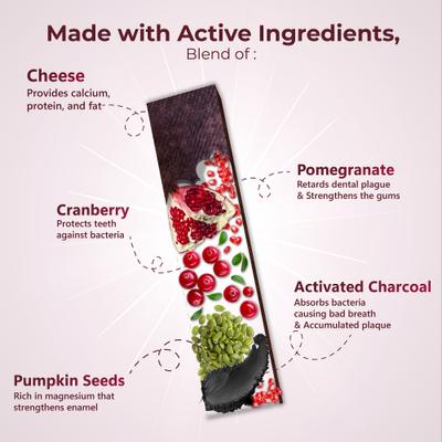 Show full view: Pawfect Dentamust Himalayan Cheese Chew Medium All Natural High-Protein Grain-Free with Cranberry Pomengranate Pumpkin seeds & Activated Charcoal Dental Dog Treat, 2.46-oz slide 4 of 9