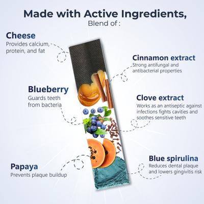 Show full view: Pawfect Dentamust Himalayan Cheese Chews Medium All Natural High-Protein Grain-Free with Blueberry Blue Sipirulina Papaya Clove Extract & Cinnamon Extract Dental Dog Treats, 3 count slide 4 of 9