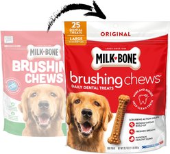 Milk-Bone Original Brushing Chews Large Chicken Flavor Daily Dental Dog Treats, 25 count slide 2 of 7