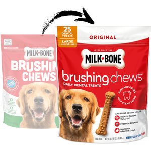 Milk-Bone Original Brushing Chews Large Chicken Flavor Daily Dental Dog Treats, 25 count
