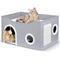 Show in main carousel: Heeyoo Polyester Indoor Cat House with Fluffy Ball & Scratch Pad, Light Grey slide 1 of 10