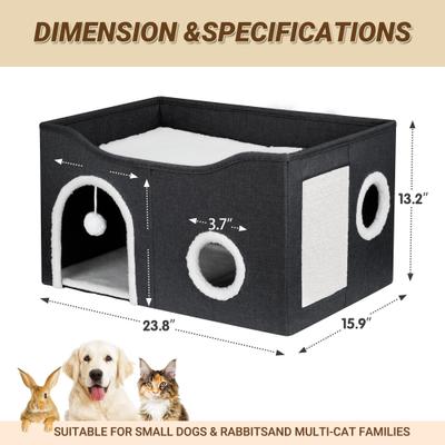 Show full view: Heeyoo Polyester Indoor Cat House with Fluffy Ball & Scratch Pad, Charcoal Grey slide 5 of 9
