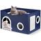 Show in main carousel: Heeyoo Polyester Indoor Cat House with Fluffy Ball & Scratch Pad, Dark Blue slide 1 of 8