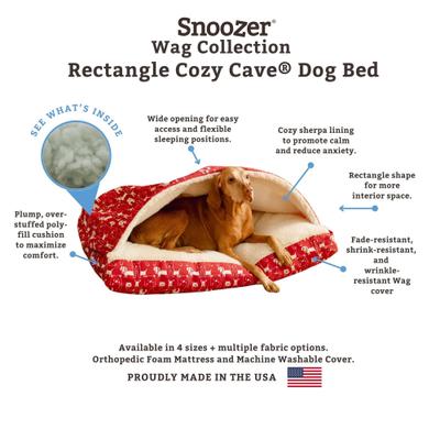 Show full view: Snoozer Pet Products Indoor/Outdoor Holiday Print Rectangle Cozy Cave Dog Bed, Buffalo Check, Medium slide 2 of 5