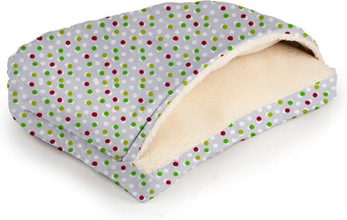 Show full view: Snoozer Pet Products Indoor/Outdoor Holiday Print Rectangle Cozy Cave Dog Bed, Holiday Dots, Small slide 4 of 6