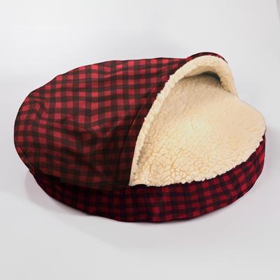 Show full view: Snoozer Pet Products Indoor/Outdoor Holiday Print Round Cozy Cave Dog Bed, Buffalo Check, X-Large slide 4 of 7